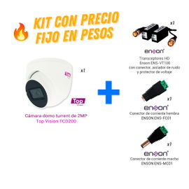 DOMO CON TRANSCEPTOR 1x CAMARA TCD200 +1x TRANSCEPTOR ENS-VT100+ 1x ENS-FC01+ 1x ENS-MC01 MACHO