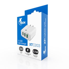 Cubo de Cargador - 3 USB Wall Charger - 3.1 Tot Amps XTC-203