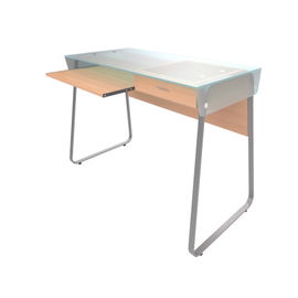 Escritorio Para Computadora Con Tope De Vidrio Xtech - Color: Sicomoro - XTF-CD197