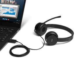 Lenovo 100 - Auricular - en oreja - cableado - USB - negro Lenovo 100 - Auricular - en oreja - cableado - USB - negro