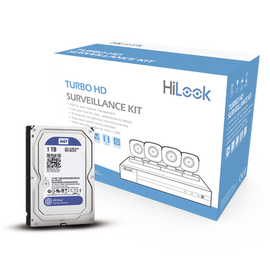 KIT TurboHD 1080p / DVR 4 canales / 4 Cámaras Bala de Metal / Fuente de Poder / 1 Disco Duro 1TB / Accesorios de Instalación