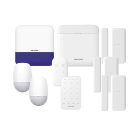 (AX PRO) KIT de Alarma AXP RO / Incluye: 1 Hub / 2 Sensores PIR / 3 Contactos Magnéticos mini / 1 Control Remoto / 1 Sirena Inalambrica Exterior /1 Teclado Inalámbrico / WiFi / Compatible con Hik-Connect P2P