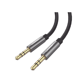 Cable Auxiliar 2 Metros / Conector 3.5mm a 3.5mm / Macho a Macho / Cubierta de TPE / Carcasa de Aluminio / Color Negro