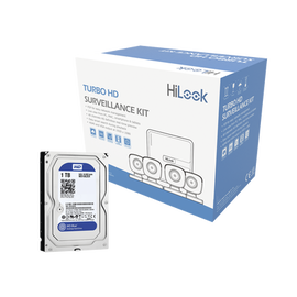 KIT TurboHD 720p + DISCO DURO 1TB / DVR 4 canales / 4 Cámaras Bala de Policarbonato / 4 Cables 18 Mts / 1 Fuente de Poder Profesional