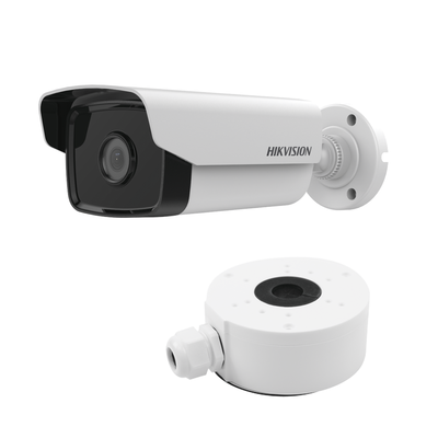 KIT DE CÁMARA + MONTAJE / Bala IP 4 Megapixel / Lente 4 mm / 50 mts IR / WDR 120 dB  / Exterior IP67 / Hik-Connect P2P / H.265+ / PoE