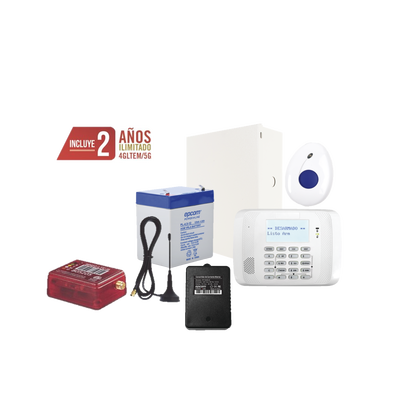 Kit de Alarma VISTA48 con Comunicador, Botón de Pánico y Detección de Caídas Inalámbrico, Gabinete, Transformador y Batería