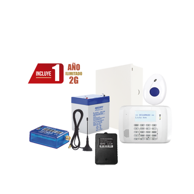 Kit de Alarma VISTA48 con Comunicador 2G, Botón de Pánico y Detección de Caídas inalámbrico, Gabinete, transformador y Batería