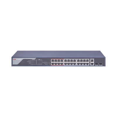 Switch PoE 250 Metros LARGA DISTANCIA / 24 puertos 802.3 af/at (30 W) 10/100 Mbps + 2 puertos Gigabit + 2 puertos SFP