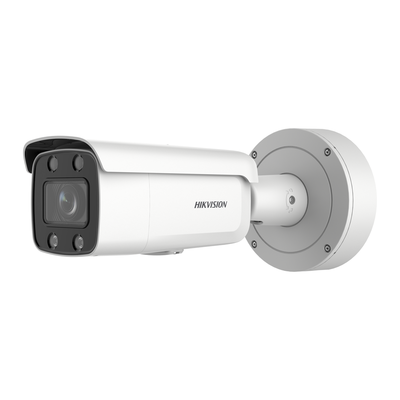 Bullet IP 4 Megapixel / Imagen a Color 24/7 / Lente 3.6 - 9 mm / Luz Blanca 60 mts / Micrófono Integrado / WDR 130 dB / Exterior IP67 / Captura Facial / Videoanaliticos (Filtro de Falsas Alarmas)