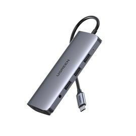HUB USB-C (Docking Station) 10 en 1 | 3 USB-A 3.0 | USB-C PD Carga 100W | HDMI 4K@30Hz | RJ45 (Gigabit Ethernet) | VGA | Lector Tarjeta SD + Micro SD (TF) Uso Simultaneo | Jack Audio 3.5mm | Carcasa de Aluminio.