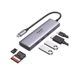 HUB USB-C Multifuncional   a  HDMI 4K@60Hz / HDCP2.2 / HDR10/3D / 2 Puertos USB3.0 / Lector de Tarjetas SD+TF (Uso Simultáneo) / USB C PD 100W / 6 en 1