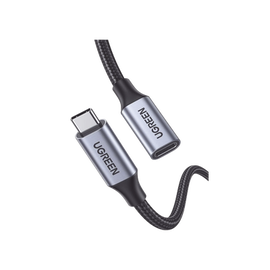 Cable USB-C Macho a USB-C Hembra / 1metro / USB-C 3.1 Gen 2 / Compatible con Thunderbolt 3 / Carcasa de Aluminio / Nylon Trenzado /  Transferencia de Datos 10 Gbps / Soporta hasta 100W para Carga Rápida / 2 años de  Garantía
