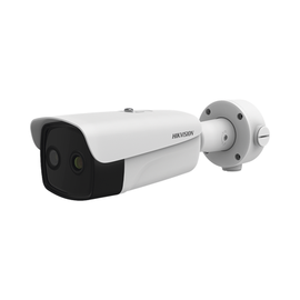 Bala IP Dual / Térmica 15 mm (384 X 288 ) / Óptico 6 mm (4 Megapixel) / 40 mts IR / IP66 / PoE / Termométrica / Detección de Temperatura