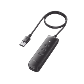 HUB USB-A Multipuertos / 4 Puertos USB 3.0 (5Gbps) / Cable de 1 Metro / Indicador Led / Ideal para Transferencia de Datos / Entrada Tipo C para alimentar equipos de mayor consumo como discos duros / Color Negro / 4 en 1.
