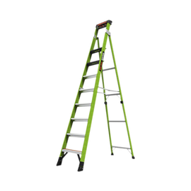 Escalera de 3.05 m Capacidad máxima de 170 Kg, inclinada, de fibra de vidrio con almohadilla de pared giratoria.