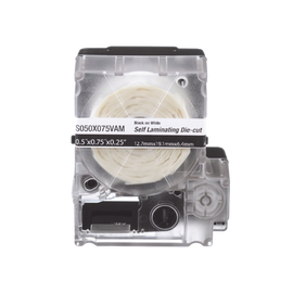 Casete de 200 Etiquetas Autolaminadas de 12.7 x 31.8 mm, para Cables de 3.1 a 7 mm de Diámetro, Área de Impresión Color Blanco