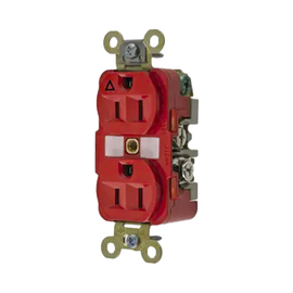 Contacto Dúplex Conexión a Tierra Aislada 15A 125V/ 2 Polos 3 Hilos/ Color Rojo/ Nema 5-15R/ Grado Industrial.