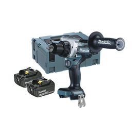 Taladro Atornillador BL 18 V 5 Ah LXT 130 Nm 2 Velocidades (0-550 0-2100 rpm). Incluye 2 Baterías de 18 V, Cargador rápido, 2 Puntas doble y Maletín Makpac.