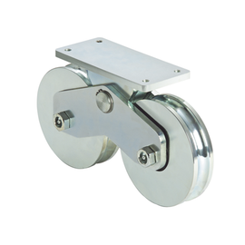 339V - Rueda Doble de 12 cm / Capacidad Para Puertas de  hasta 1200 kg / Canal Tipo V