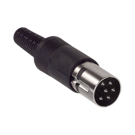 Conector Mini-DIN, Plug Circular de 6 Posiciones, Pin Machos, para Cable.