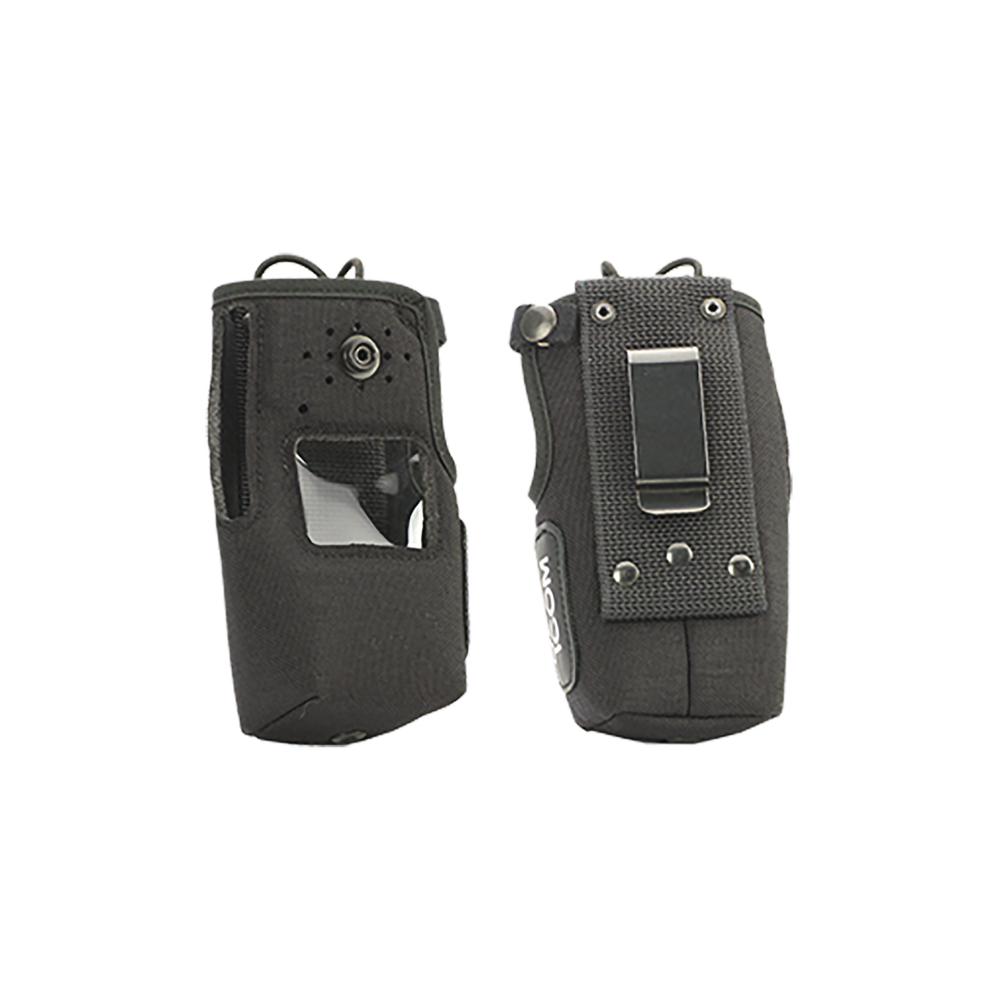 Nylon carrying case with a clip and cutout for the display for IC-F3161S/D,  IC-F3261S/D,  IC-F3360DS radios