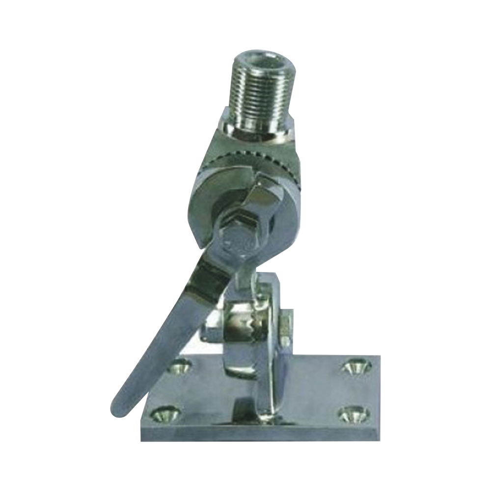 Montaje rotativo de acero inoxidable para uso pesado de 4 posiciones, rosca estándar de 1”-14, incluye tornillos de sujeción y base de plástico.