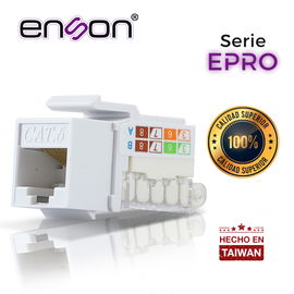 CONECTOR MODULAR JACK RJ45 ENSON EPRO-TLJACK6-WH SERIE PRO TERMINADO SIN PINZAS, POSICION VERTICAL CAT6 COLOR BLANCO COMPATIBLE CON PLACAS ENSON EPRO-FP
