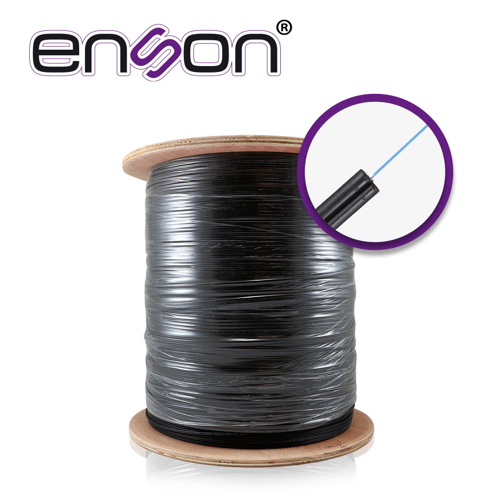 CABLE DE FIBRA OPTICA DROP MONO MODO DE 1000M  ENSON ENS-DF1COS2 1 HILO 9/125 MICRAS OS2 IDEAL PARA GPON USO INTERIOR