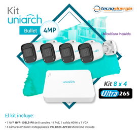 KIT UNIARCH BULLET 4 MP 8X4 1x NVR-108LS-P8 + 4x IPC-B124-APF28 KIT UNIARCH BULLET 4 MP 8X4 1x NVR-108LS-P8 + 4x IPC-B124-APF28