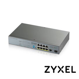 SWITCH ZYXEL GS1300-10HP 9 PUERTOS RJ45 100/1000 Mbps con POE AF/AT + 1 PUERTO SFP 1000 Mbps NO-ADMINISTRABLE ENERGIA TOTAL 130W  CON 2 PUERTOS POE EXTENDED