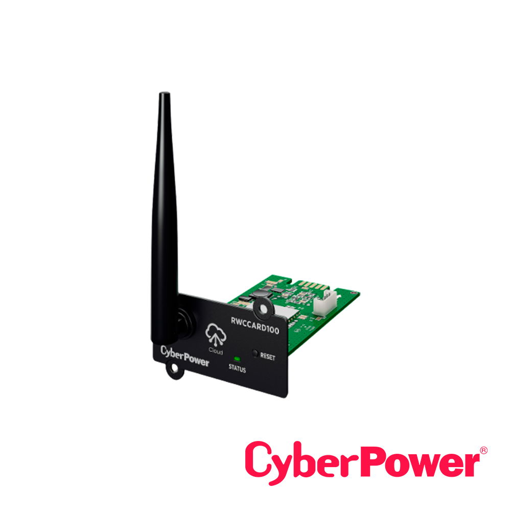 PUERTO DE CONECTIVIDAD  ANTENA EXTERNA CYBERPOWER RWCCARD100 PROTOCOLO DE ENLACE DE DATOS  IEEE 802.11B/G/N  ADMINISTRACIÓN REMOTA  APLICACIÓN POWERPANEL CLOUD (SERVICIO GRATUITO POR 3 AÑOS)  PLUG-AND-PLAY