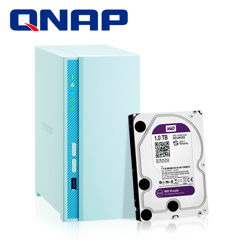 KIT ALMACENAMIENTO BASICO 1 1x NAS QNAP TS-230-US  + 1x DISCO DURO WD10PURZ