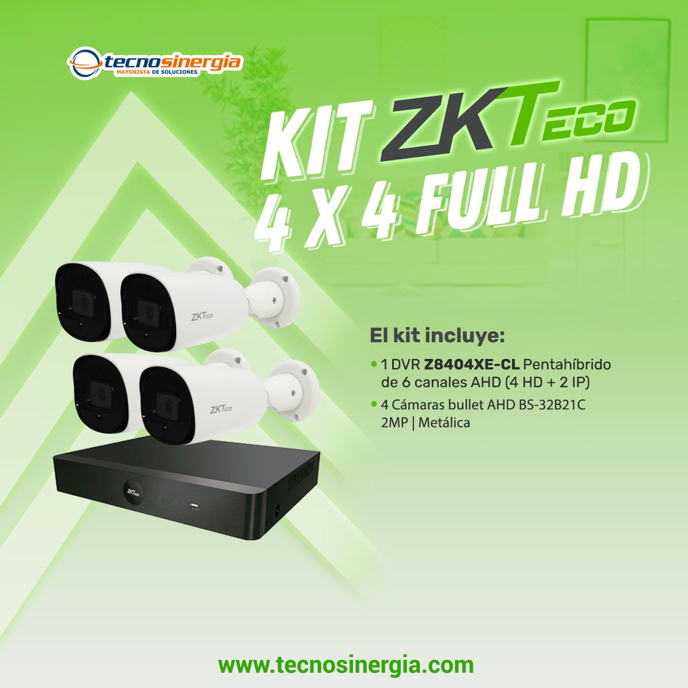 KIT ZKTECO 4 X 4 FULL HD 1x Z8404XE-CL + 4x BS-32B21C KIT ZKTECO 4 X 4 FULL HD 1x Z8404XE-CL + 4x BS-32B21C