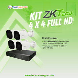 KIT ZKTECO 4 X 4 FULL HD 1x Z8404XE-CL + 4x BS-32B21C