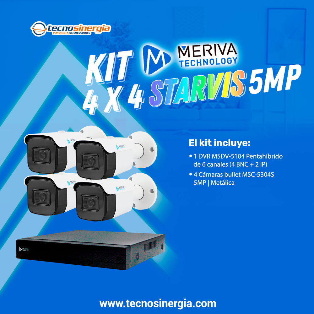 KIT MERIVA 4 x 4 STARVIS 5MP 1x MSDV-5104 + 4x MSC-5304S KIT MERIVA 4 x 4 STARVIS 5MP 1x MSDV-5104 + 4x MSC-5304S
