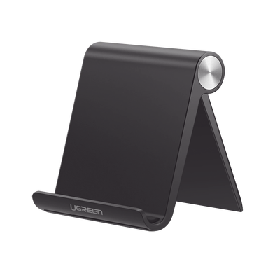 Soporte de Escritorio  para Teléfono Celular / Ajustable de 0° a 100° / Goma Antiarañazos / Antideslizante / Amplia Compatibilidad con dispositivos de 4'' a 7.9'' / Plegable / ABS / Color Negro
