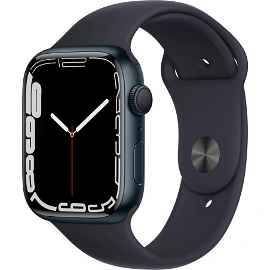 Apple Watch Series 7 (GPS) - 45 Mm - Aluminio De Medianoche - Reloj Inteligente Con Pulsera Deportiva - Fluoroelastómero - Medianoche - Tamaño De La Banda: Regular - 32 GB - Wi-Fi, Bluetooth - 38.8 G