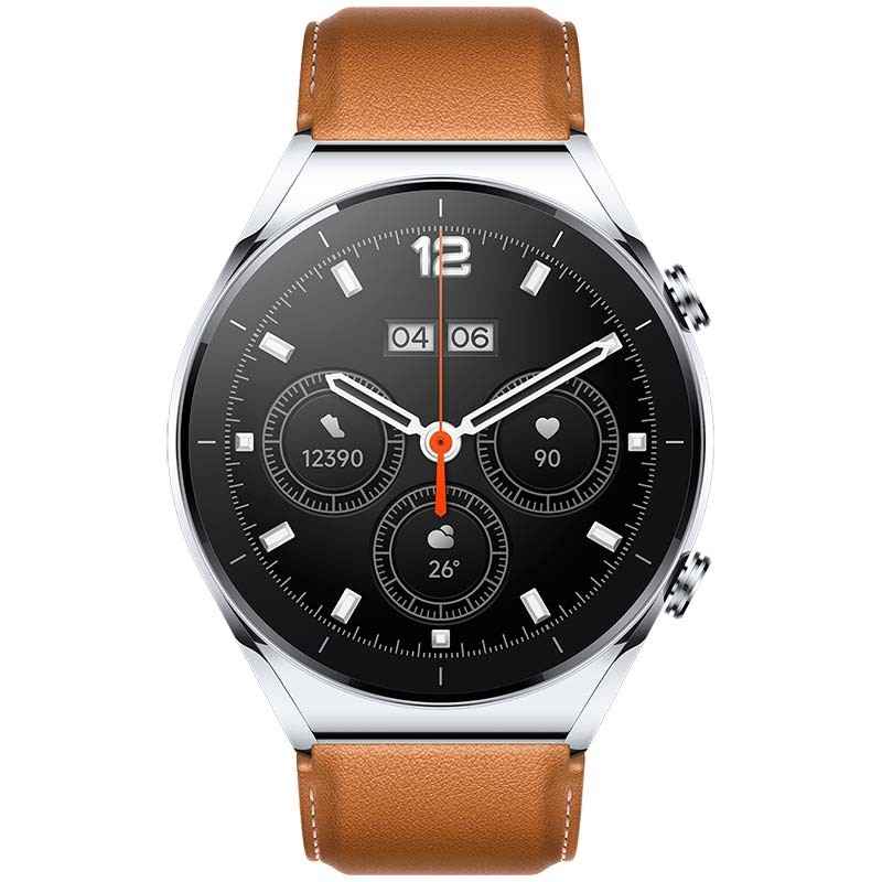 Xiaomi Watch S1 - 46 mm - plata - reloj inteligente con correa - piel -  marrón - pantalla luminosa 1.43