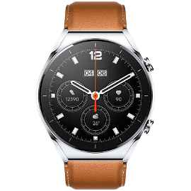 Xiaomi Watch S1 - 46 mm - plata - reloj inteligente con correa - piel - marrón - pantalla luminosa 1.43