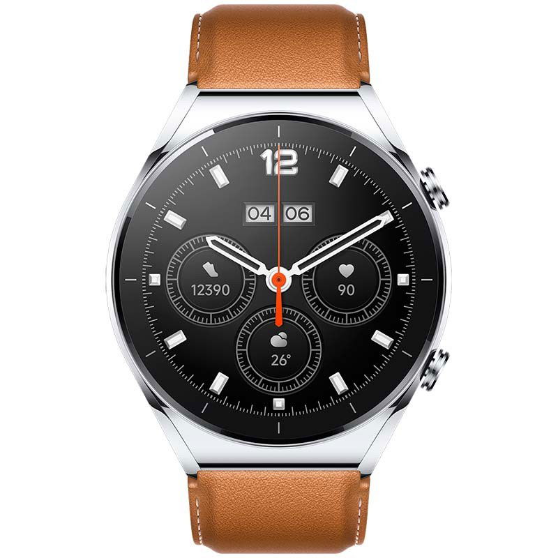 Xiaomi Watch S1 - 46 mm - plata - reloj inteligente con correa - piel - marrón - pantalla luminosa 1.43