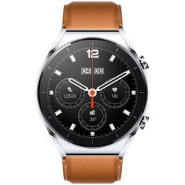 Xiaomi Watch S1 - 46 mm - plata - reloj inteligente con correa - piel - marrón - pantalla luminosa 1.43