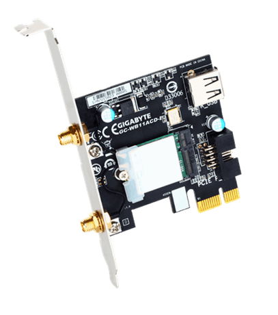 Gigabyte GC-WB11ACD-I adaptador y tarjeta de red Interno WLAN / Bluetooth 433 Mbit/s Gigabyte GC-WB11ACD-I adaptador y tarjeta de red Interno WLAN / Bluetooth 433 Mbit/s