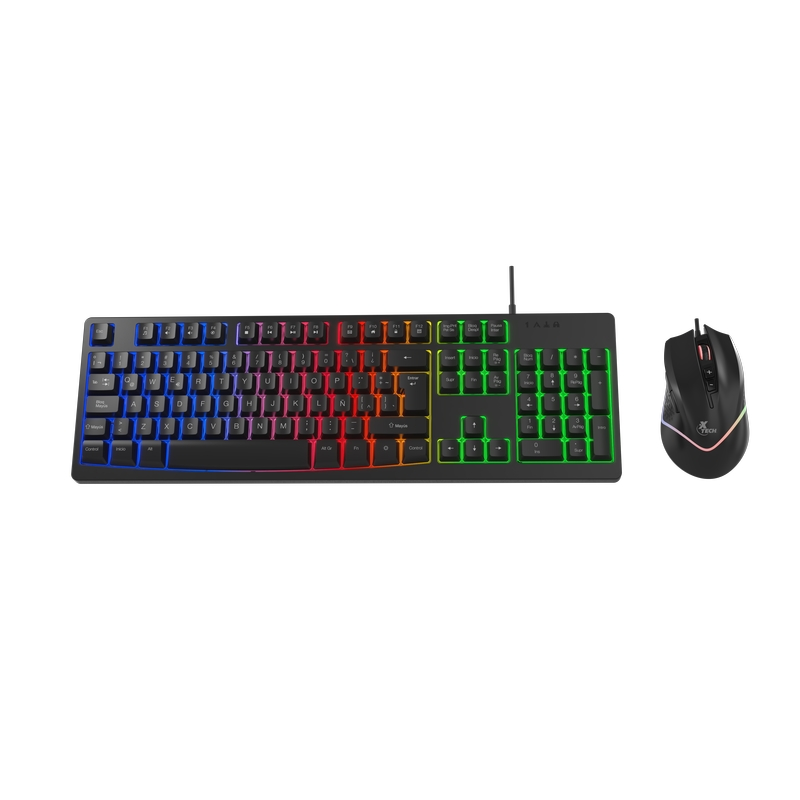 Combo Gamer Xtech - Teclado y mouse - Teclado Español membrana LED - Mouse 6400dpi 
