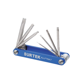 Set of 7 hexagonal keys Torx® razor type, aluminum case
