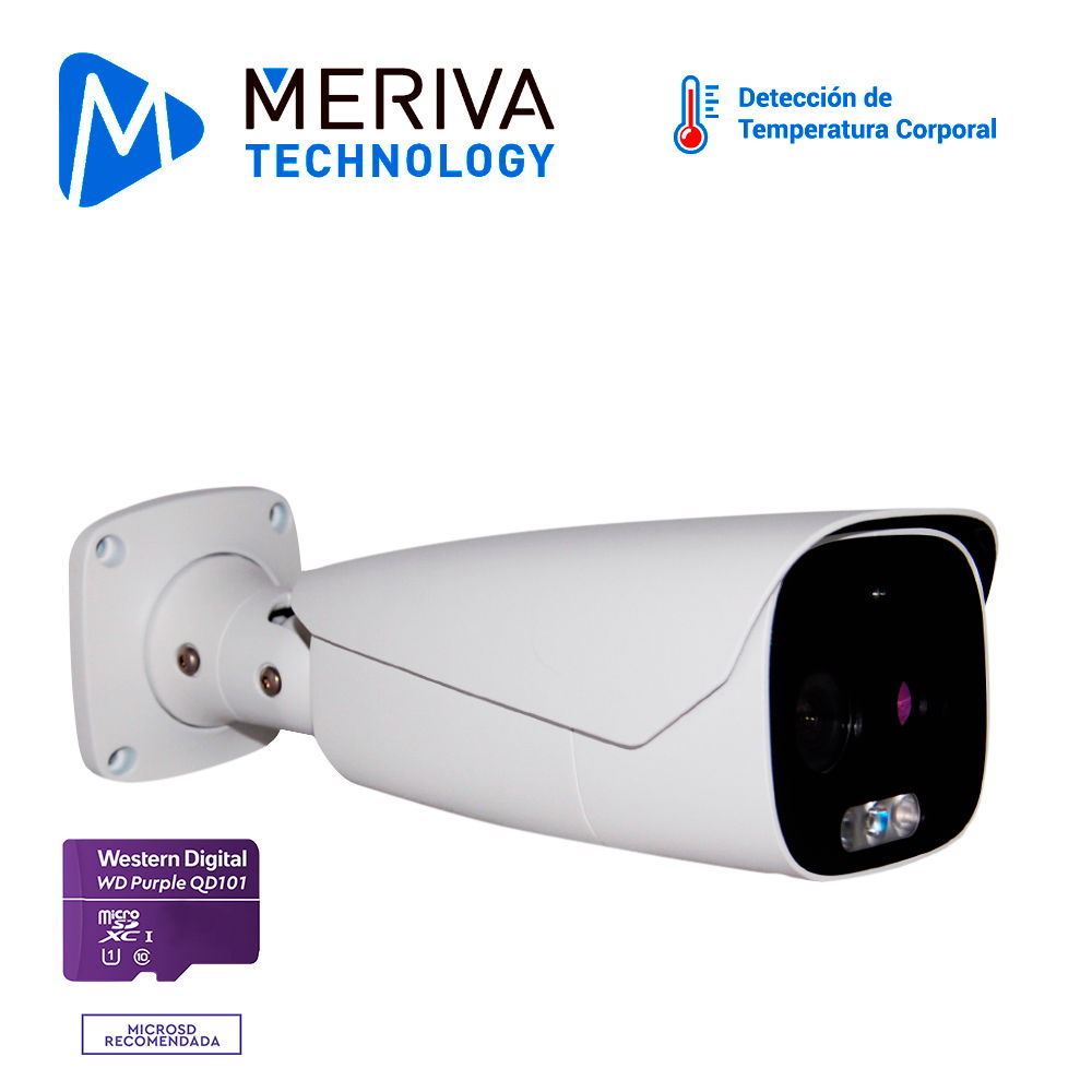 CAMARA IP BULLET 5MP TÉRMICA MERIVA TECHNOLOGY MATR-500 5MP / LENTE 8MM /30M /MÓDULO TÉRMICO - DETECCIÓN DE TEMPERATURA / NOTIFICACIÓN - SPEAKER / MICRO SD / 1 ENTRADA + 1 SALIDA DE ALARMA / H.265 / METALICA / POE / 12VCD REQUIERE EL MABK-501 CAMARA IP BULLET 5MP TÉRMICA MERIVA TECHNOLOGY MATR-500 5MP / LENTE 8MM /30M /MÓDULO TÉRMICO - DETECCIÓN DE TEMPERATURA / NOTIFICACIÓN - SPEAKER / MICRO SD / 1 ENTRADA + 1 SALIDA DE ALARMA / H.265 / METALICA / POE / 12VCD REQUIERE EL MABK-501