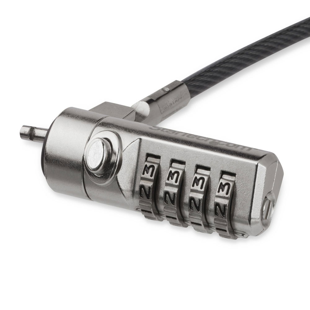 StarTech.com Cable con Candado de Seguridad con Clave para Ordenador Portátil - con Bisagra Giratoria - con Candado de Combinación de 4 Dígitos StarTech.com Cable con Candado de Seguridad con Clave para Ordenador Portátil - con Bisagra Giratoria - con Candado de Combinación de 4 Dígitos