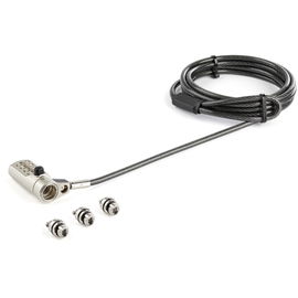 StarTech.com Cable de 2m de Seguridad Universal 3 en 1 para Ordenadores Portátiles - Cable con Candado de Combinación de 4 Dígitos para Ordenador de Sobremesa o Portátil - para K-Slot - Ranura Nano - Ranura Wedge - Cable de Seguridad Antirrobo