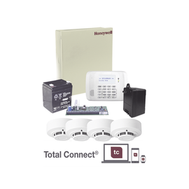 Kit de Panel de Alarma VISTA48LA con Gabinete, Batería y Transformador / 4 Sensores de humo