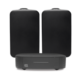 KIT Amplificador VSSL A1X | 2 Bocinas para Montaje Superficial de 6in de TruAudio Modelo OP6BK | Color Negro IP66