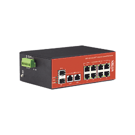 Switch Industrial PoE+ no administrable de 8 Puertos 10/100/1000Mbps + 2 SFP Combo, 150 W
